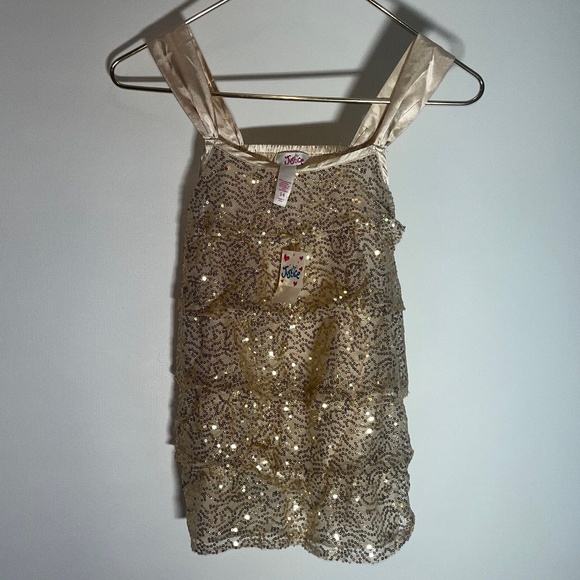 BRAND NEW Justice Gold Sequins Top Size 14 - Picture 1 of 3
